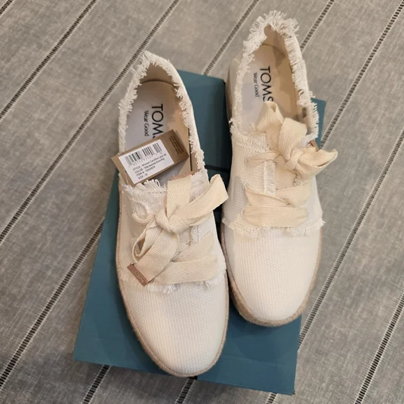 Womens TOMS Carolina Lace-Up Espadrille Sneakers White Beachside Woven, Size 10 - Picture 10 of 11